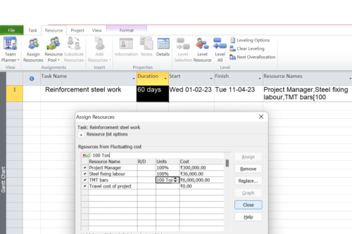 Rate variation in MS Project