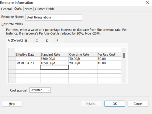 How to add multiple cost of same resource in MS project